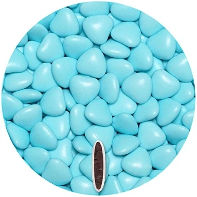 Afbeelding van EinsSein 0.5kg Bruiloft dragees met chocolade hartje medium lichtblauw glanzende doop communie amandelen vieren en ontvangen feest goedkope kleur bomb tag zie mijn containerdozen