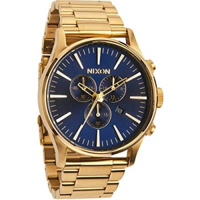 Afbeelding van Nixon The Sentry Chrono Gold Blue Sunray horloge A3861922
