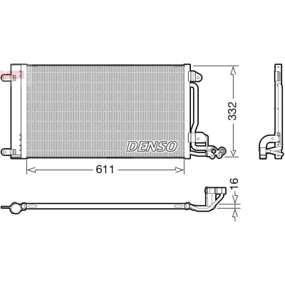 Afbeelding van DENSO DCN02034 Condensor Airco Met droger R 134a VOLKSWAGEN: Polo V Hatchback, SEAT: Ibiza 4 ST, 4, Sportcoupe, SKODA: Fabia 2, Roomster