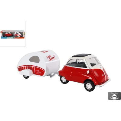 Afbeelding van Welly Auto Bmw Isetta 18,5 Cm Staal Rood/wit 2 delig
