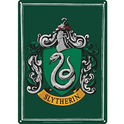 Afbeelding van Half Moon Bay Harry Potter wanddecoratie Tinnen bord met Zwadderich wapen posters voor slaapkamer kamerdecoratie en slaapkameraccessoires