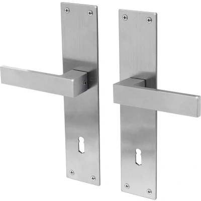 Afbeelding van Deurkruk Lavuzo Trapini RVS Deurklink op schild SL72 Per set