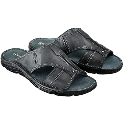 Afbeelding van ESTRO Sandalen voor heren, sandalen, zomer, leer, met antislipzool, s1, GRAPHITE