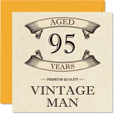 Afbeelding van Vintage verjaardagskaarten voor mannen 95 jaar Grappige verjaardagskaart opa, vader, echtgenoot, oom, broer, 145 mm x mm, wenskaart 95e verjaardag