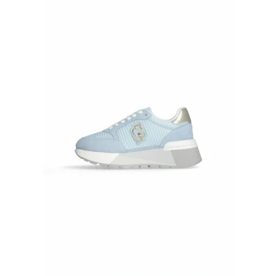 Afbeelding van LIU JO BA5049 Amazing Portofino modieuze sneakers voor dames, nubuck en stof, blauw, hoge hoek, Hemelsblauw, 37 EU