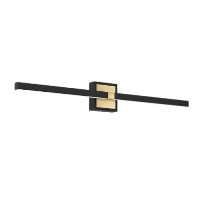 Afbeelding van EGLO Peguera Wandlamp LED 80 cm Zwart/Goud Badkamer Spiegellamp