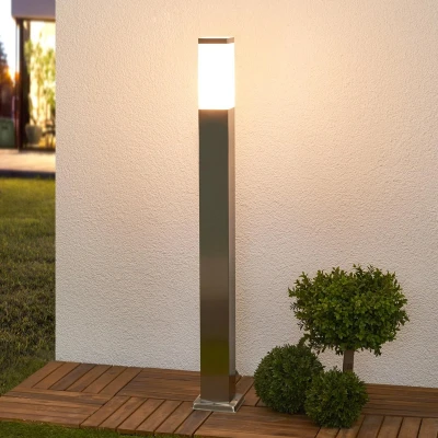 Afbeelding van Lindby Padverlichting, zuillampen 1licht roestvrij staal, polycarbonaat H: 100 cm E27 wit