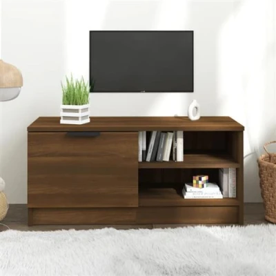 Afbeelding van Tv meubel 80x35x36,5 cm bewerkt hout bruineikenkleurig