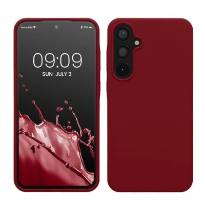 Afbeelding van kwmobile telefoonhoesje geschikt voor Samsung Galaxy A55 5G Hoesje met siliconen coating Smartphone case in rabarber rood