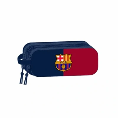 Image de Safta F.C. Barcelona 3D trousse double 3D, pour enfant, idéale les enfants d&#039;âge scolaire, confortable et polyvalente, qualité résistance, 21 x 6 8 cm