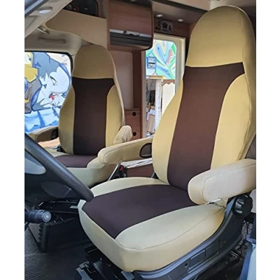 Afbeelding van Maat stoelhoezen compatibel met camper bestuurder en passagiers Kleurnummer: 830 beige mokka