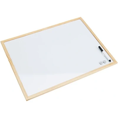 Afbeelding van Bi Office Budget whiteboard, magnetisch, 60 x 45 cm, met 1 marker en 2 magneten, memoboard houten frame gelakt stalen oppervlak