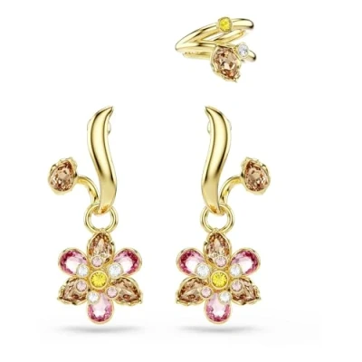 Afbeelding van Swarovski Boucles d&#039;oreilles Idyllia, Parure (3), Tailles variées, Fleur, Multicolores, Placage de ton or