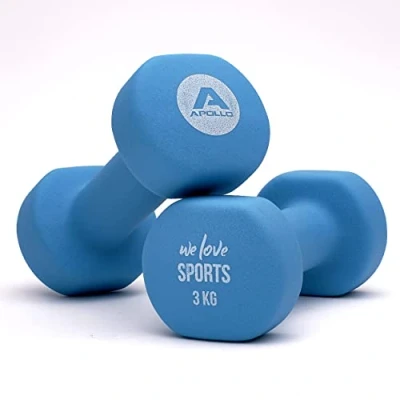 Afbeelding van Apollo Halterset Fitnesshalters 2x 3kg Dumbbells voor Vrouwen &amp; Mannen Dumbbell Weights Gewichten