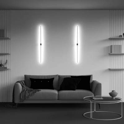 Afbeelding van Maytoni LED wandlamp Pars, 105 cm, zwart/goud, aluminium
