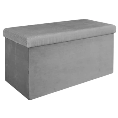 Afbeelding van Home Deco Poef/hocker Velvet opvouwbaar grijs polyester/MDF 76 x 38 cm