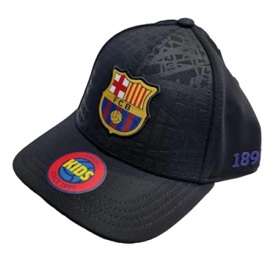 Afbeelding van Barcelona Barça EIX kinderpet, zwart, met FC licentie, kindermaat, verstelbaar, eenheidsmaat, zwart.