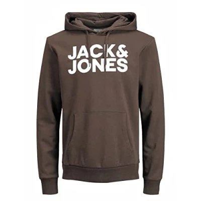Afbeelding van JACK &amp; JONES Jjecorp Logo Noos Hoodie voor heren (1 stuk), Mulch/wit bedrukt