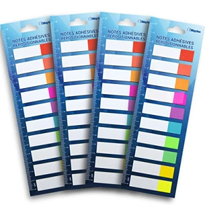 Afbeelding van WAYTEX 800 zelfklevende papieren bladwijzers, herpositioneerbaar, 10 neonkleuren, 4 verpakkingen van mini blokken met elk 20 tweekleurige vellen, 45 x 12 mm