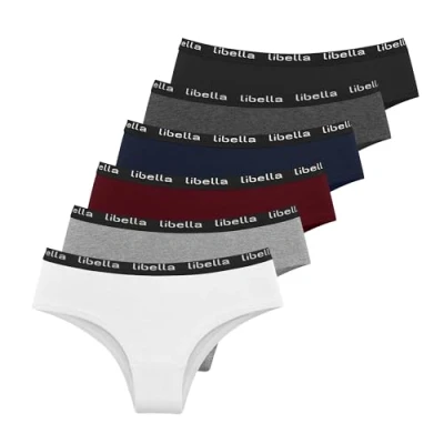 Afbeelding van Libella® Set van 6 boxershorts voor dames, lage taille, boxershorts, stretch, katoen, 3901, Veelkleurig