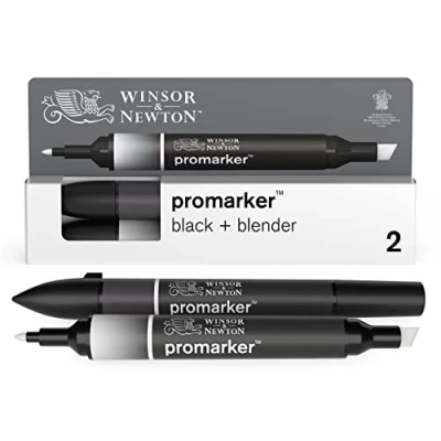 Image de Winsor &amp; Newton Promarker Set 2 Noir + Blender