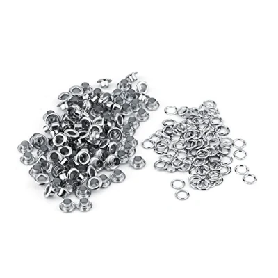Afbeelding van 100 stuks Klinknagels Holle Oogjes PCB Circuit Board Antiek Messing Eyelet Grommets Kit met sluitringen 5 mm (Zilver)