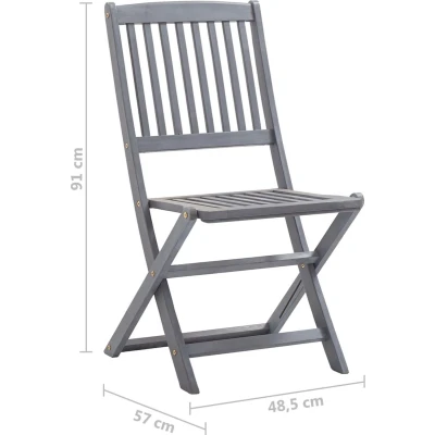 Afbeelding van vidaXL Tuinstoelen 4 st inklapbaar met kussens massief acaciahout