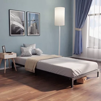 Afbeelding van bedframe 90 x 190 met lattenbodem cm poten hoogte 25 cm, stabiele structuur, eenvoudige montage en opbergruimte