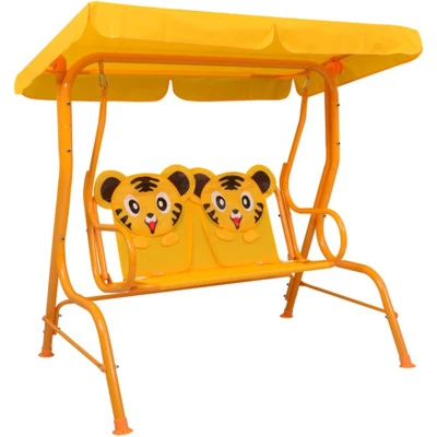 Afbeelding van Kinderschommelbank 115x75x110 cm stof geel