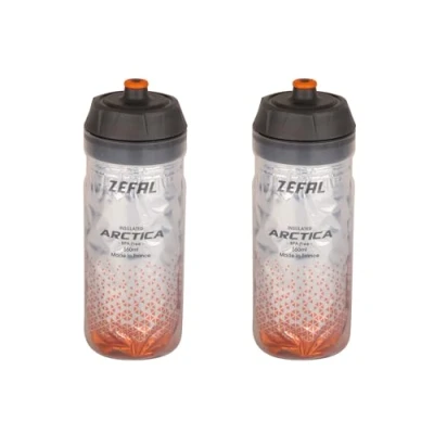 Afbeelding van ZEFAL Arctica 55 Fietsfles, 2 stuks, 550 ml, thermosfles, geurloos en waterdicht, sportfles, BPA vrij, zilver/oranje