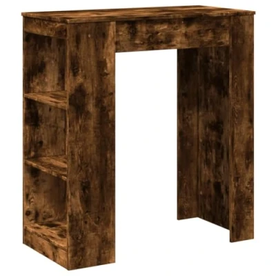 Image de vidaXL Table de bar avec étagères chêne fumé bois d&#039;ingénierie854386