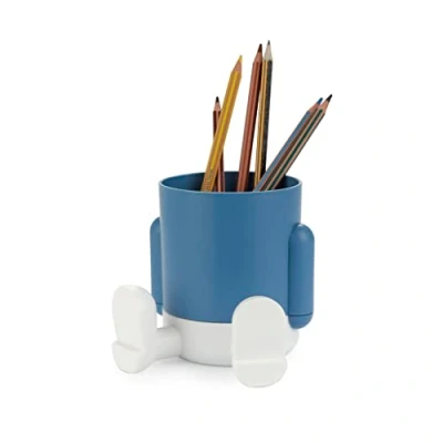 Afbeelding van Balvi Mr Sitty Pennenpot Kleur Blauw Kleurrijk en Origineel Design met Twee Voorraadvakken