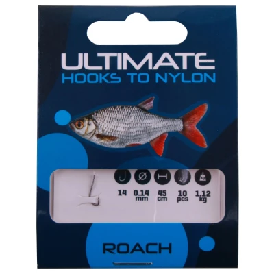Afbeelding van Ultimate hooks to nylon roach size 16 0,12mm 45cm 10pcs Witvis onderlijn