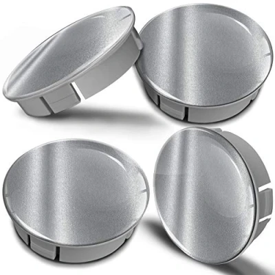 Afbeelding van Biomar Labs® 4 x 60 mm ABS Plastic 3D Zilver Naafdoppen Middendoppen Auto Wielnaafdoppen Universele Velg CS 7