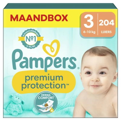 Afbeelding van Pampers Premium Protection Luiers Maat 3 (6 10 kg) 204 stuks Multi Pack