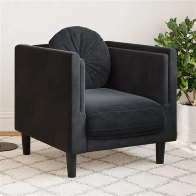 Afbeelding van Fauteuil met kussen fluweel zwart