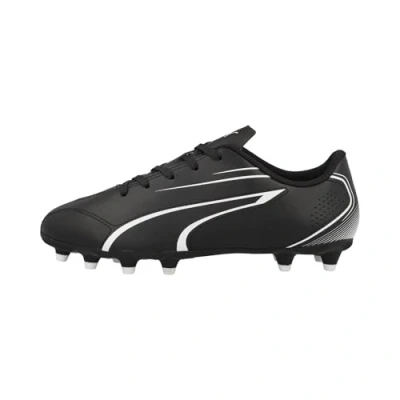 Afbeelding van Puma Vitoria FG/AG Unisex Voetbalschoenen met kunststof noppen voor kinderen, Maat: 32, Black/white Hoogwaardig imitatieleer