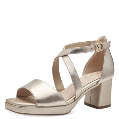 Afbeelding van Tamaris Comfort Sandalen met plateauzool, Dames, Maat: 37, Lt gold Leer