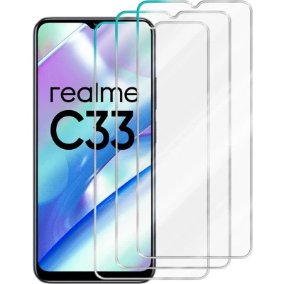 Afbeelding van Cadorabo 3x Screenprotector geschikt voor Realme C33 Beschermende Pantser Film in Getemperd (Tempered) Display beschermend glas 9H hardheid met 3D Touch