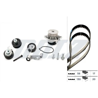 Afbeelding van DOLZ KD035 Waterpomp + Distributieriem Set 130, 58 VOLKSWAGEN: Golf 4, Caddy 3, Lupo / 3L, SEAT: Leon I Hatchback, Toledo 2 Limousine