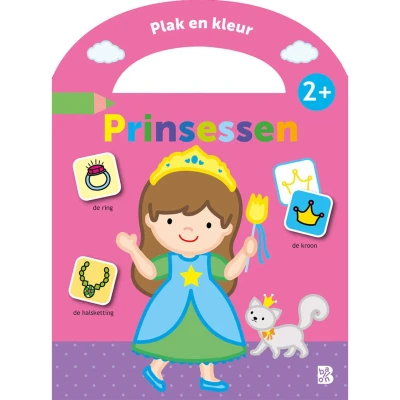 Afbeelding van Uitgeverij ballon kleur en stickerboek plak prinsessen
