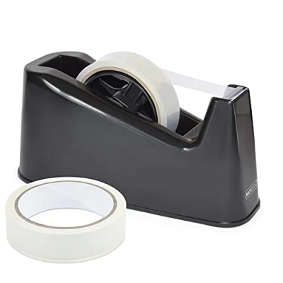 Image de Rapesco 1540 500 Dévidoir de Ruban avec 2 Rouleaux Adhésifs, Noir