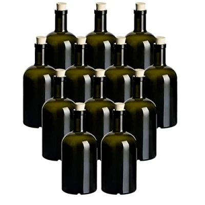 Afbeelding van gouveo Set van 12 glazen flessen 500 ml klassiek antiek met puntige sluiting, 0,5 liter lege fles om te vullen, voor likeuren, cognac, gin, olie, azijn