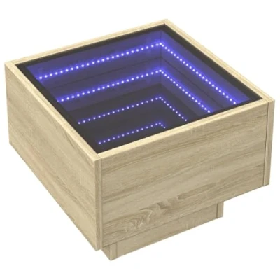 Image de vidaXL Table d&#039;appoint et LED chêne sonoma 40x40x30 cm bois ingénierie