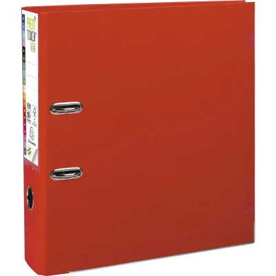 Afbeelding van ORDNER MET HEFBOOM PREM&#039;TOUCH BINNEN EN BUITENKANT IN POLYPROPYLEEN RUG 80 MM A4 MAXI.ROOD Omdoos van 10 stuks