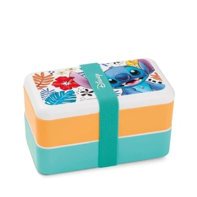 Afbeelding van lunchbox disney stitch 10x18x10 cm resin multi met bestek