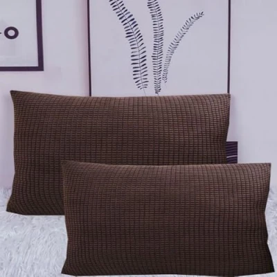 Afbeelding van Kussensloop, 50 x 70 cm, rekbaar, 2 stuks, van corduroy, voor bank, huis, woonkamer, slaapkamer, decoratie, koffiebruin, stuks