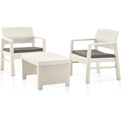 Afbeelding van 3 delige Loungeset kunststof wit