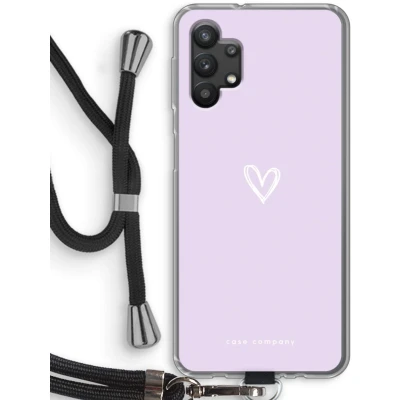 Afbeelding van Case Company® hoesje met Koord geschikt voor Samsung Galaxy A32 5G Klein hartje paars Telefoonhoesje Zwart Bescherming aan alle Kanten en Over de Schermrand