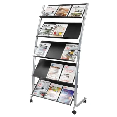 Image de Alba presentoir mobile 5 tablettes 3 documents 24 x 32 cm coloris gris metal et noir